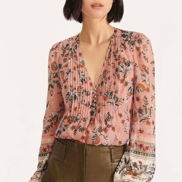 Veronica Beard Mauve pink floral Silk Lowell Blouse Top SZ 2 NWT - Picture 1 of 16